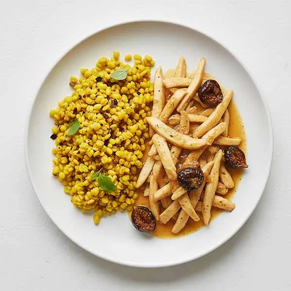 Lemon & Fig Chicken With Tempered Turmeric Barley